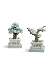 Фарфоровая статуэтка горшков с мандарином и вишней Japanese Tree Pots Lladro 01008455
