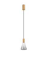Brass Gold Metal Base Top Smokey & Sand White Glass LED 8Watt 220-240Volt 182Lm IP20 3000K D:16 H:150 cm