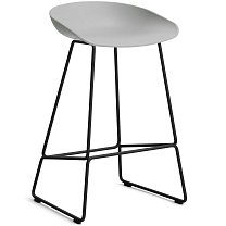 About A Stool AAS 38 Low, сиденье H65 см, основание сталь с порошковым покрытием, черное / сиденье полипропилен, бетонно-серое
