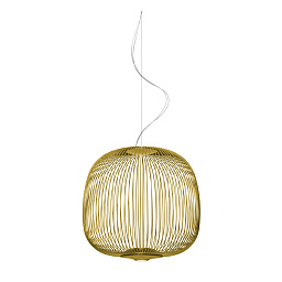 FN2640272AM_71 Foscarini Spokes подвесной светильник с проволочной сферой золотистого оттенка