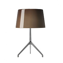 Lumi&egrave;re XXS - Lampe de table/Pied alu - abat-jour marron
