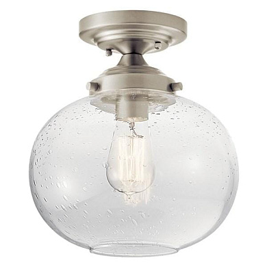 Avery 9.75" 1 Light Semi Flush with Clear Seeded Glass Brushed Nickel потолочный светильник 42296NI Kichler