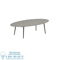 НИЗКИЙ ОБЕДЕННЫЙ СТОЛ STYLETTO 250X130CM, АЛЮМИНИЕВЫЕ НОЖКИ, БРОНЗОВАЯ КЕРАМИЧЕСКАЯ СТОЛЕШНИЦА CEPPO DOLOMITICA Royal Botania