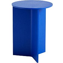 Slit Table Wood Round High Ø35 см, шпон дуба, лак Vivid blue