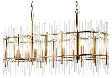 подвесной светильник с кольцевой рамой и стеклянными трубками бронза