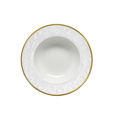 Taormina white & gold rim soup plate ø 22 cm 0004844-702 тарелка, Villari