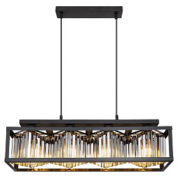 подвесной светильник с прямоугольным каркасом и вертикальными стеклянными элементами