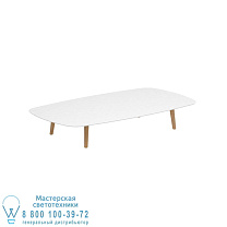 STYLETTO НИЗКИЙ СТОЛ ДЛЯ ГОСТИНОЙ 220x120CM НОГИ ТИКА КЕРАМИЧЕСКАЯ СТОЛЕШНИЦА БЕЛАЯ Royal Botania