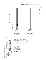ZENETE 300-2 LED GREY-WOOD LED 2 x 23,6W 6600lm 700mA 320 x 80 x 32 cm; ZENETE 300-2 LED CORTEN 3000K CRI≥90 110-230V VOL 0,82 m³; ZENETE 300-2 SET OF BOLT FIXTURES 3
