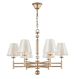 FLAVIO SP6 GOLD Crystal Lux FLAVIO шестирожковая люстра с абажурами из ткани и арматурой цвета шампань