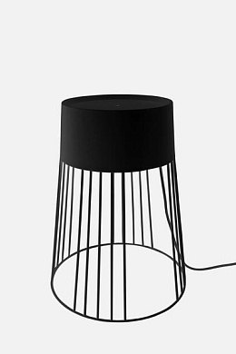 уличный наземный светильник цилиндрической формы из чёрного металла