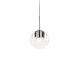 0451381CREU + 500500CR KDLN подвесной светильник с шарообразным плафоном из прозрачного стекла и металлическим верхом