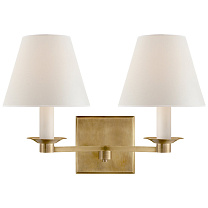 Evans Double Arm Sconce натуральная латунь с перкальным абажуром