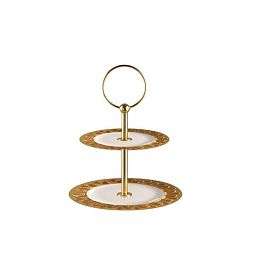 0007841-602 Villari Peacock подставка для торта с двумя ярусами из золота