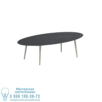 НИЗКИЙ ОБЕДЕННЫЙ СТОЛ STYLETTO 320X140CM, АЛЮМИНИЕВЫЕ НОЖКИ, ГРИБНАЯ КЕРАМИЧЕСКАЯ СТОЛЕШНИЦА NERO MARQUINA Royal Botania