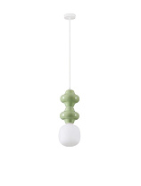 Green Ceramic & Opal Glas Matt White Metal Base LED E14 1x5Watt 220-240Volt IP20 Bulb Excluded D:18 H:215 cm