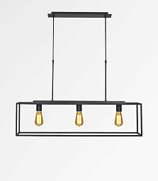HENOUTMIRE 3 + OUSERMAATRE SMALL Davidts lighting Henoutmire подвесной линейный светильник с тремя декоративными лампами в металлическом каркасе