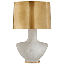 Armato Small Table Lamp пористая белая керамика с овальным абажуром из антично-патинированной латуни
