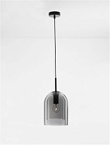Double Layered Smokey Glass Black Metal Base LED E27 1x12 Watt 100-240 Volt IP20 Bulb Excluded D: 18 H: 240 cm
