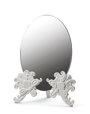 Настольное зеркало с фарфоровым декором Vanity Lladro, белое 01007829
