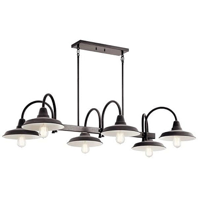 Marrus 6 Light Linear Chandelier Weathered Zinc and Anvil Iron люстра 52408WZC Kichler