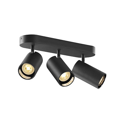 тройной потолочный спот цилиндрической формы черного цвета