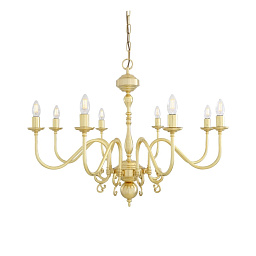 MLF324 Mullan Lighting Flemish восьмилламповая люстра с латунными рожками в фламандском стиле