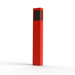 садовый столбик красного цвета с высоким корпусом и стеклянным плафоном