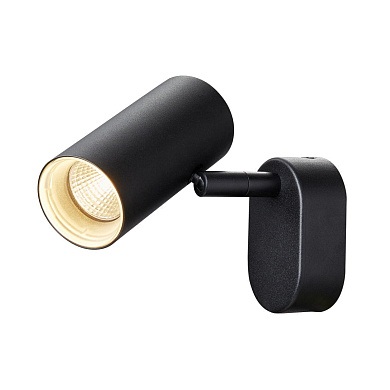 накладной цилиндрический спот чёрного цвета с поворотным модулем