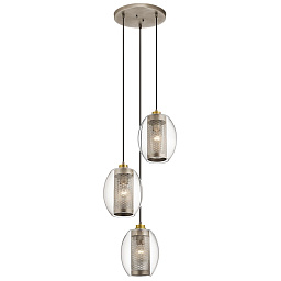 KL-ASHER-3PC-AP Kichler Asher II трехламповый подвесной светильник с цилиндрическими стеклянными плафонами на круглой базе