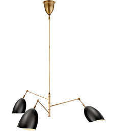 ARN5008HAB-BLK Visual Comfort Sommerard подвесная люстра с металлическими рожками и плафонами на латунном каркасе