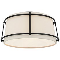 Callaway Small Flush Mount бронза с льняным абажуром и матовым акриловым рассеивателем