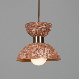 MLCMP071 Mullan Lighting Nakaii одноламповый подвесной светильник с двухъярусным керамическим абажуром красно-терракотовой текстуры