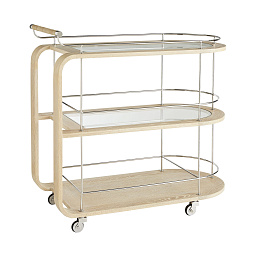 DW4001 Arteriors Brays барная тележка с двумя стеклянными полками и металлической рамой цвета шампань