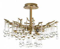 10351/460C AB Loft It Coral потолочный светильник с бронзовыми ветвями и подвесками из прозрачного стекла