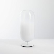 Gople Table, белое стекло, белый металл
