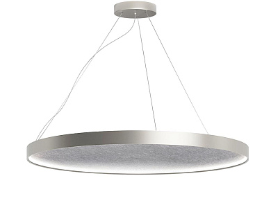 подвесной светильник с серым акустическим диском и тросовым креплением