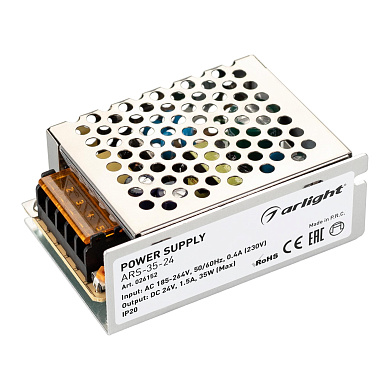 026152 Arlight блок питания ARS-35-24 (24V, 1.5A, 35W)