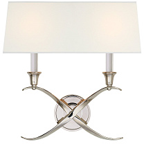 Cross Bouillotte Large Sconce полированный никель с льняным абажуром