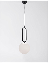 Opal Glass Matt Black Metal LED E27 1x12 Watt 100-240Volt IP20 Bulb Excluded D: 20 H: 120 cm
