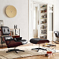 4055737093470 Eames Vitra Кресло с подставкой, кожа черная, дерево палисандр — фото 2
