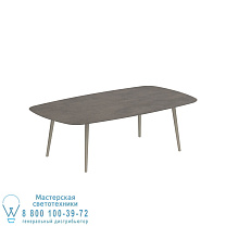 НИЗКИЙ ОБЕДЕННЫЙ СТОЛ STYLETTO 220x120CM, АЛЮМИНИЕВЫЕ НОЖКИ, ПЕСОЧНАЯ КЕРАМИЧЕСКАЯ СТОЛЕШНИЦА TERRA MARRONE Royal Botania