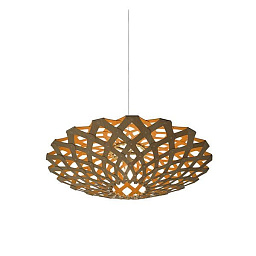 367 Flax David Trubridge Плоский светильник из фанеры оранжевого оттенка с ажурным узором