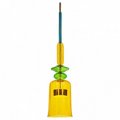 подвесной светильник из цветного стекла с медными элементами