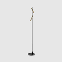 esprit double floor black, brushed gold lamphead round base