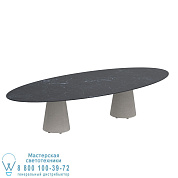 СТОЛ CONIX ELLIPSE 320X140 CM НИЗКИЕ ОБЕДЕННЫЕ НОЖКИ БЕТОН ЦЕМЕНТ СЕРЫЙ - СТОЛЕШНИЦА NERO MARQUINA КЕРАМИЧЕСКАЯ Royal Botania