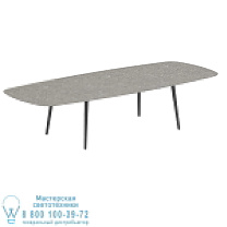 НИЗКИЙ ОБЕДЕННЫЙ СТОЛ STYLETTO 300X120CM, АЛЮМИНИЕВЫЕ НОЖКИ, АНТРАЦИТОВАЯ КЕРАМИЧЕСКАЯ СТОЛЕШНЯ CEPPO DOLOMITICA Royal Botania
