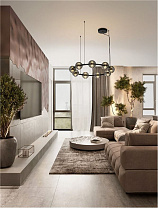 Triac Dimmable Sandy Black & Gold Metal Smoky Gray Glass LED 91 Watt 220-240 Volt 7751Lm 3000K IP20 D: 91 H: 160 cm