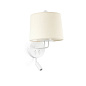 24032-02 MONTREAL WHITE WALL LAMP WITH READER BEIGE LAMPSHA настенный светильник Faro barcelona — фото 2