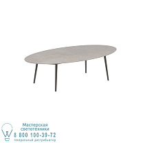 НИЗКИЙ ОБЕДЕННЫЙ СТОЛ STYLETTO 250X130CM АЛЮМИНИЕВЫЕ НОЖКИ БРОНЗОВАЯ КЕРАМИЧЕСКАЯ СТОЛЕШНИЦА CEMENTO LUMINOSO Royal Botania